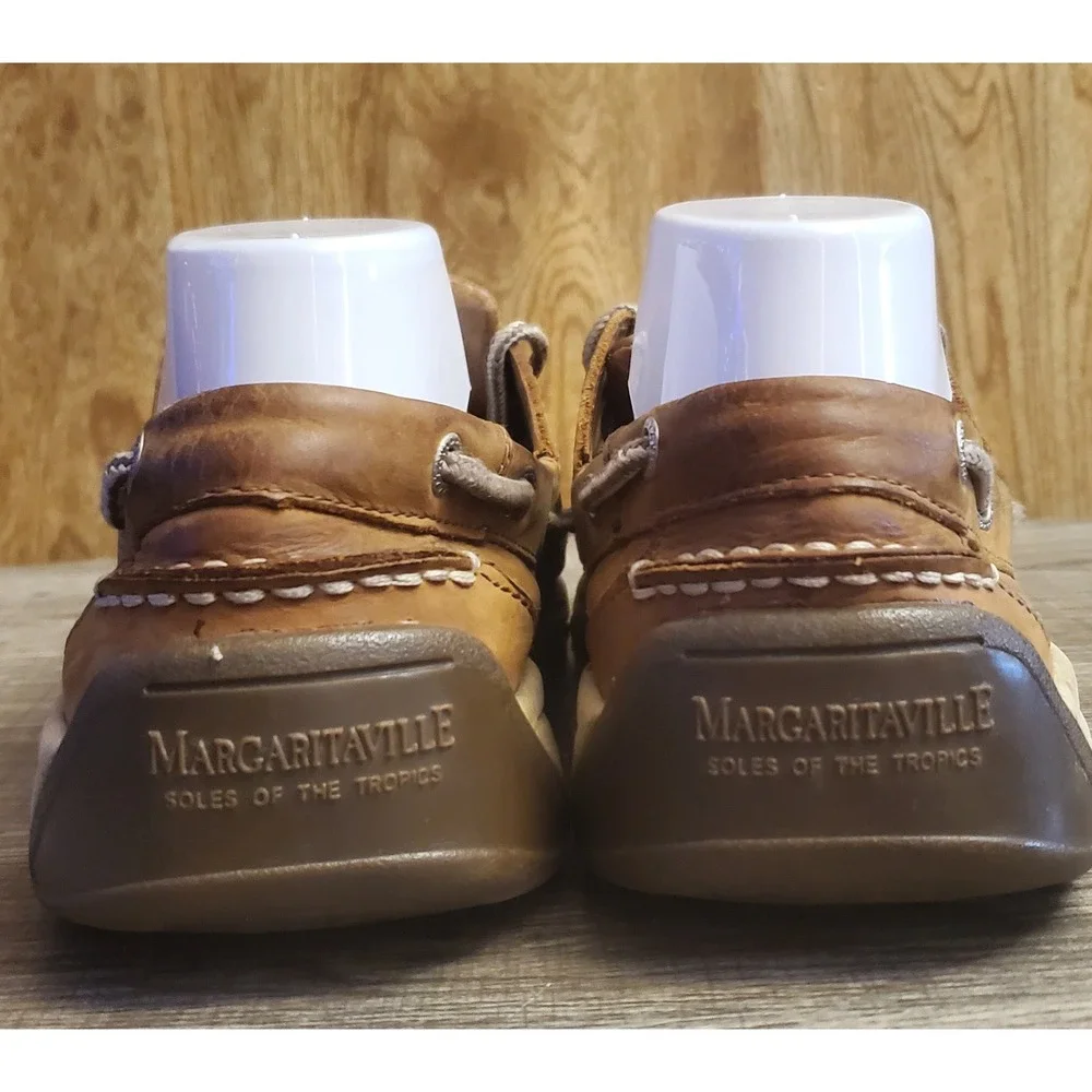 Margaritaville‎ Angler Leather Boat Shoes Men's Size 9.5 Brown